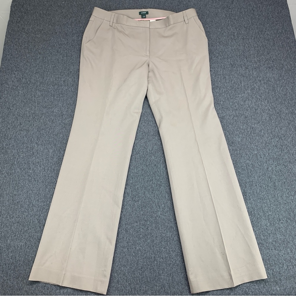 (FLAWS) J. Crew Low Fit Women's Khaki Brown Trouser Straight Leg Pants - Size 12
